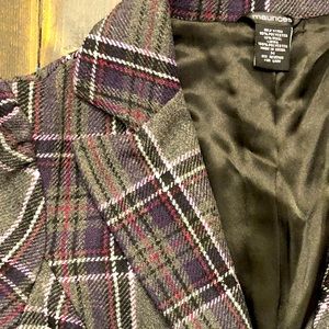 Maurices SHORT SLEEVE 💜Purple Gray PLAID WOOL BLEND Jacket WARM & CLASSY! SZ M